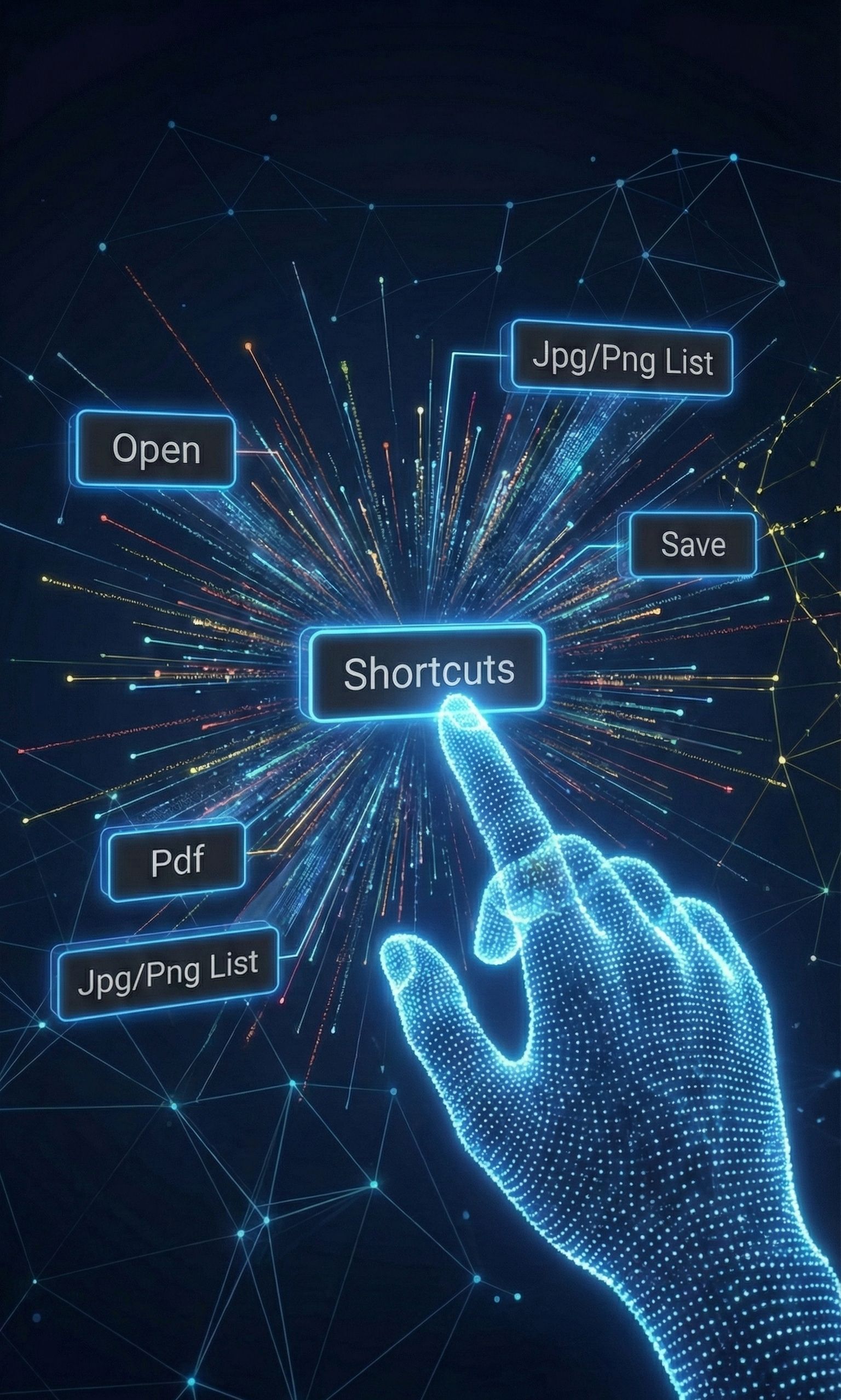 Interactive touch interface showing shortcuts